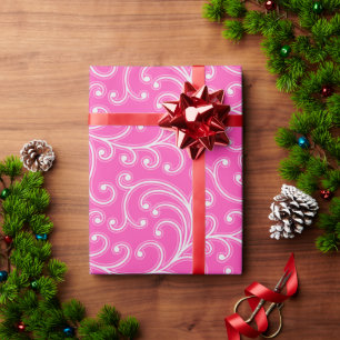 Papier Cadeau Élégant modèle floral rose girly monogramme