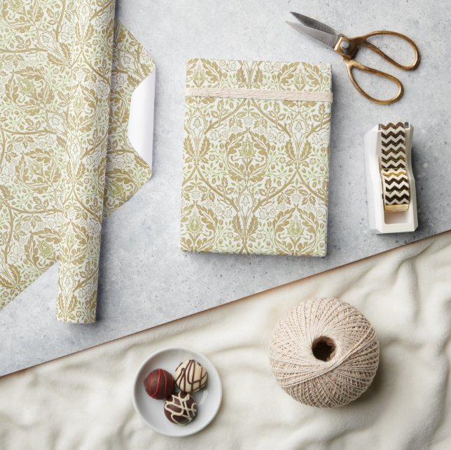 Papier Cadeau Élégant modèle or floral (Artisanat)