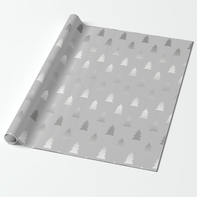 Papier Cadeau élégant moderne argent motif de Noël (Déroulé)