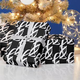 Papier Cadeau Elégant, moderne, Fancy Mariage noir et blanc