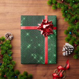 Papier Cadeau Élégant moderne féminin paillettes vertes stylé