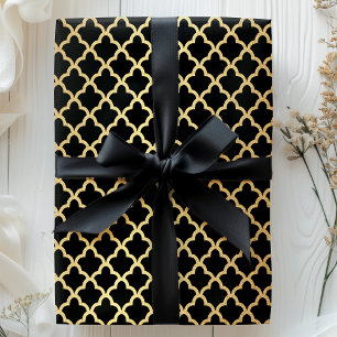 Papier Cadeau Élégant Moderne Feuille D'or Treillis Marocain Noi