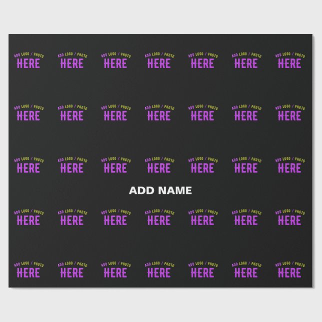 PAPIER CADEAU ÉLÉGANT MODERNE PERSONNALISABLE NOIR MARQUE VERIFI (Plat)