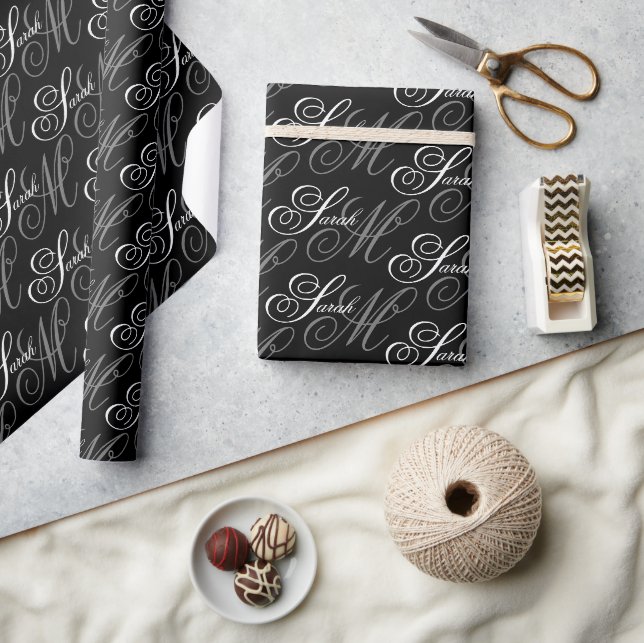 Papier Cadeau Élégant Monogramme de typographie (Artisanat)