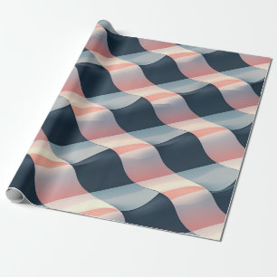 Papier Cadeau Élégant Motif 3D Wave en Turquoise, Rose et crème