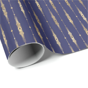 Papier Cadeau Élégant Motif bleu or de marine élégant 