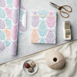 Papier Cadeau Élégant Motif coloré d'oeufs de Pâques | Vacances