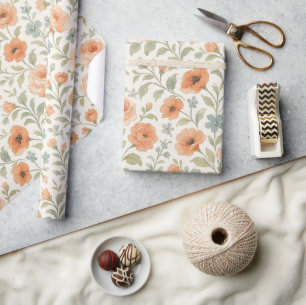 Papier Cadeau Élégant Motif d'art floral français chic Shabby