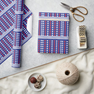 Papier Cadeau Élégant Motif de bande diamant rouge blanc