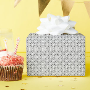 Papier Cadeau Élégant Motif de diamants blancs croisés de Partie