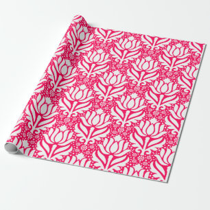 Papier Cadeau Élégant motif de fleur rose Lotus Damask 