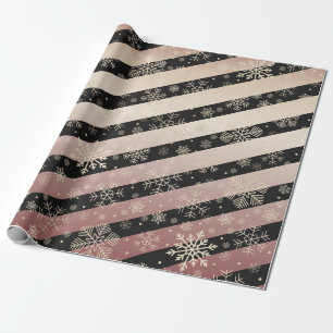 Papier Cadeau Élégant Motif de flocon de neige noir en cuivre