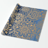Élégant Motif de Mandala en or bleu