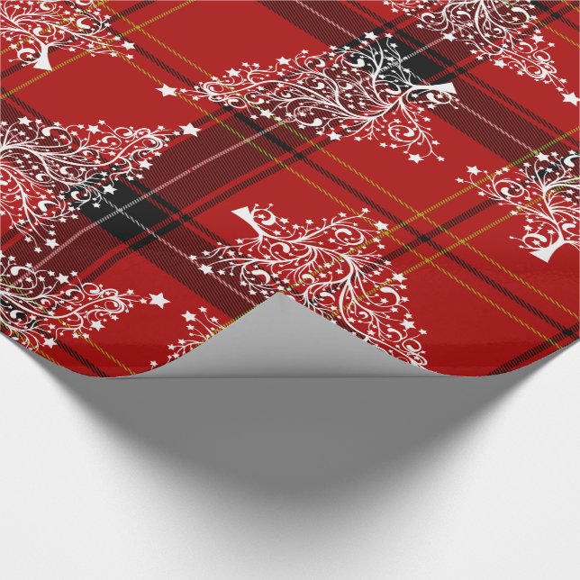 Papier Cadeau Élégant Motif de Noël blanc et plaid (Coin)