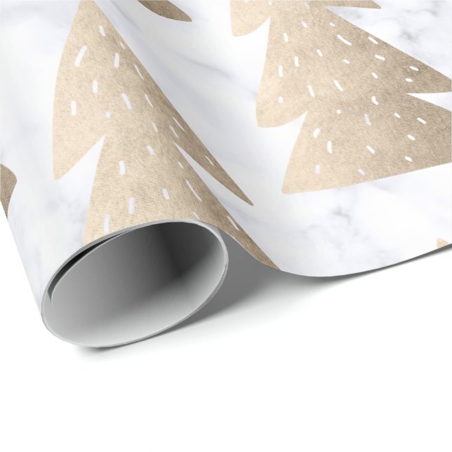 Papier Cadeau Élégant motif de Noël en or simple et moderne (Coin rond)