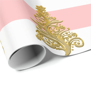 Papier Cadeau Élégant motif de Noël Gold