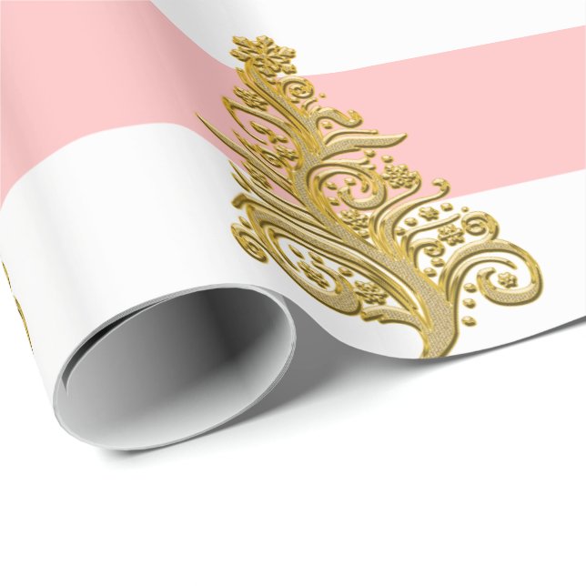 Papier Cadeau Élégant motif de Noël Gold (Coin rond)