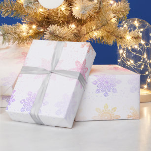 Papier Cadeau Élégant Motif de Noël holographique du flocon d
