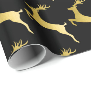 Papier Cadeau Élégant Motif de Noël noir Gold