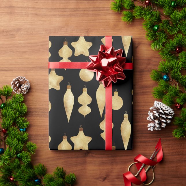 Papier Cadeau Élégant Motif de Noël Or moderne (Cadeau de vacances)