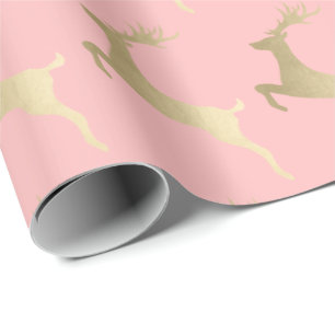 Papier Cadeau Élégant Motif de Noël rose or