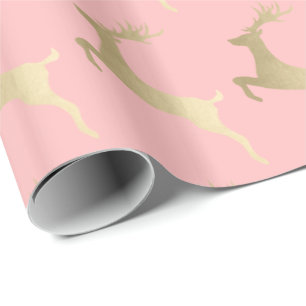 Papier Cadeau Élégant Motif de Noël rose or