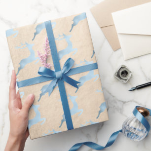 Papier Cadeau Élégant motif de rennes bleus de Noël