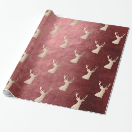 Papier Cadeau Élégant motif de rennes de Noël en or rose
