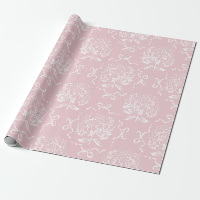 Papier Cadeau Élégant Motif de table de plongée Preppy rose Hydr (Déroulé)