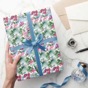 Papier Cadeau Élégant motif décoratif floral aquarelle montré