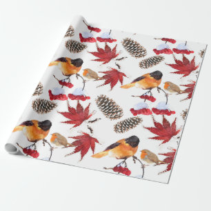 Papier Cadeau Elégant Motif d'hiver aquarelle