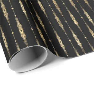 Papier Cadeau Élégant Motif élégant en or noir