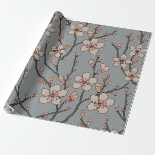 Papier Cadeau Élégant Motif Fleur rose Douce Fleur Fleur de Ceri