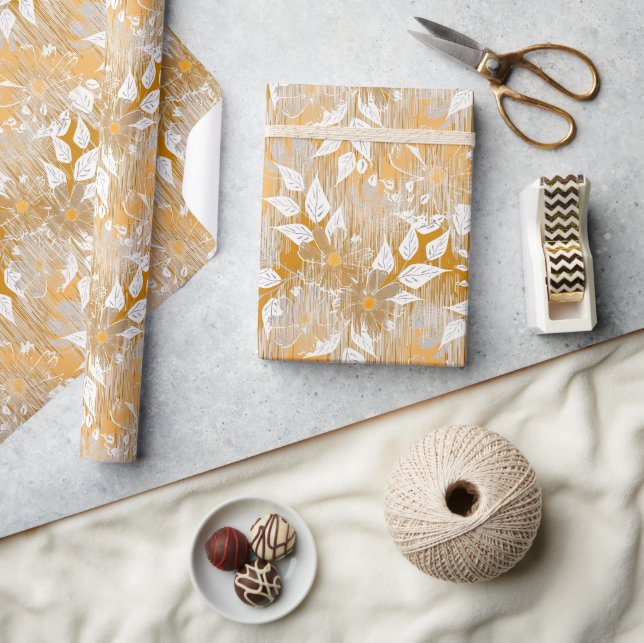 Papier Cadeau Elégant motif floral. (Artisanat)