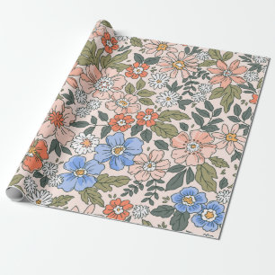 Papier Cadeau Elégant motif floral dans les petites fleurs dessi