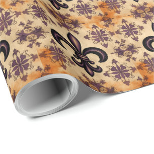 Papier Cadeau Élégant Motif français noir et orange