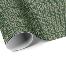 Élégant motif géométrique vert pin foncé doré