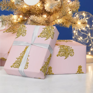 Papier Cadeau Elégant motif Gold & Rose Gold Christmas Tree