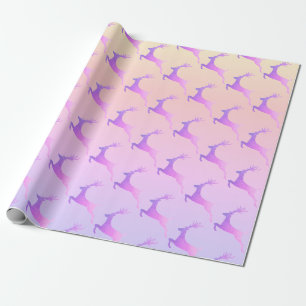 Papier Cadeau Élégant Motif holographique des rennes de Noël