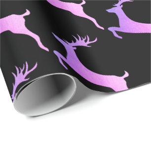 Papier Cadeau Élégant Motif holographique des rennes de Noël