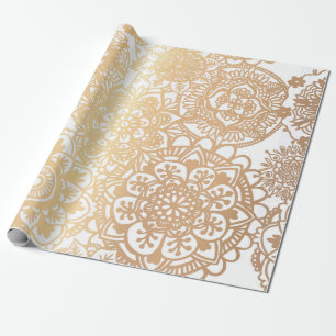 Papier Cadeau Elégant Motif Mandala or et blanc