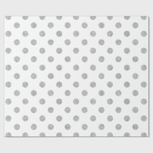 Papier Cadeau Élégant Motif Pois de Parties scintillant d'argent