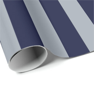 Papier Cadeau Élégant motif rayé bleu marine et bleu clair