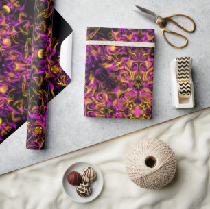 Papier Cadeau Élégant motif rétro boho rose