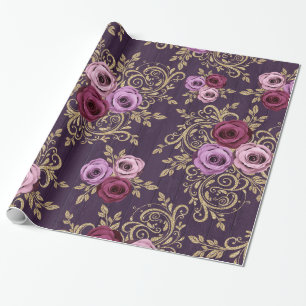 Papier Cadeau Élégant motif rose
