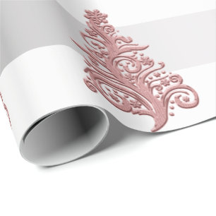Papier Cadeau Élégant motif Rose de Noël Gold