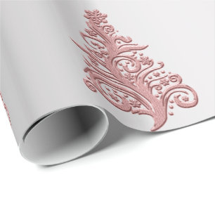 Papier Cadeau Élégant motif Rose de Noël Gold & Silver