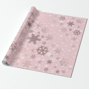 Papier Cadeau Élégant Motif Rose de Noël Gold Snowflake