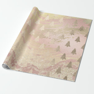Papier Cadeau Élégant motif rose d'or de Noël
