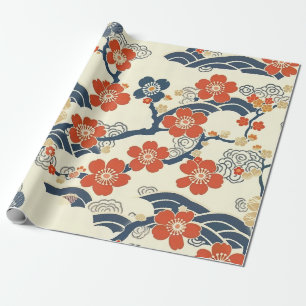 Papier Cadeau Élégant Motif sans couture en fleur de cerisier (1